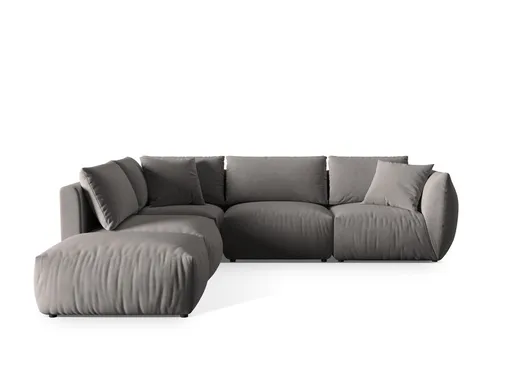 Coltar modular stanga 4 locuri, Chris-184, Micadoni Home, 295x290x80 cm, catifea, gri