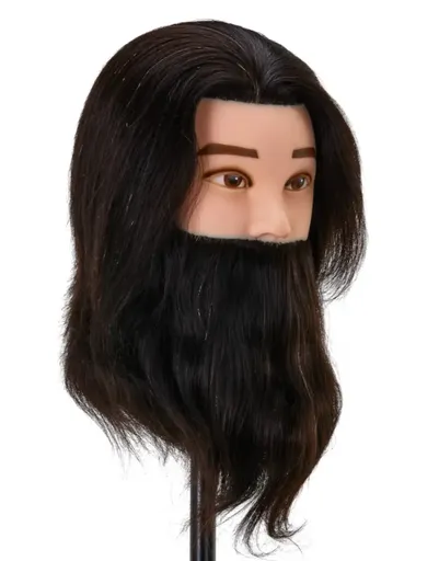 Cap Manechin Barbat cu Par si Barba + Suport de Prindere