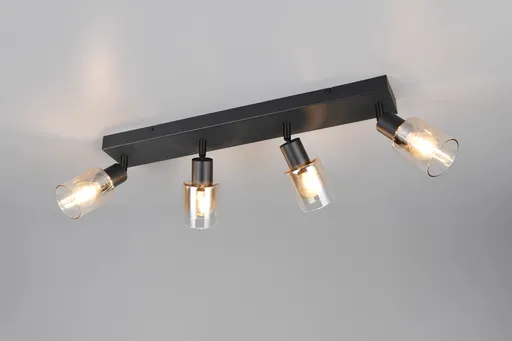 Plafoniera Cadiz, RL, 58.5x8.5x17 cm, 10W, 4x E14, metal, negru mat