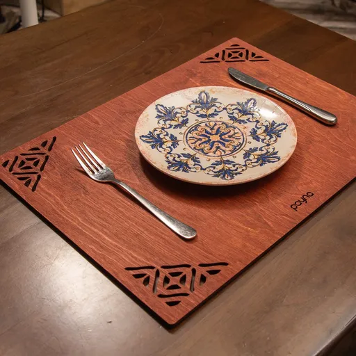 Set de covorașe de masă din lemn, Hermia, 790PYN1147, Dimensiune: 33 x 45 cm (6 bucăți), Roz