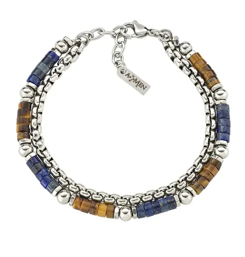 Amen Brățară dublă pentru bărbați cu ochi de tigru și lazurit ACBR2BBBLM