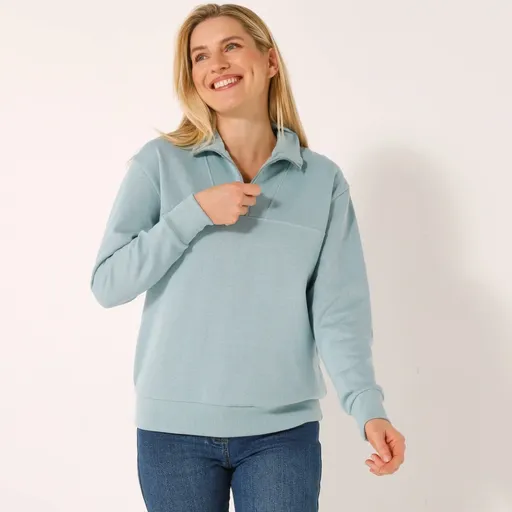 Hanorac cu guler înalt cu fermoar, confecționat din molton periat