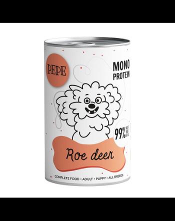 PAKA ZWIERZAKA PEPE Roe Deer 99% 400 g hrana monoproteica pentru caini, din carne de caprioara