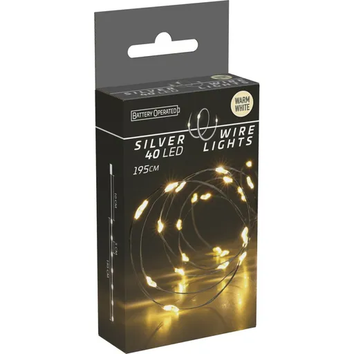 Sârmă luminoasă Silver lights 40 LED, alb cald, 195 cm, galben