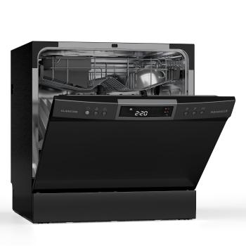 Klarstein Havasia UV 8 Neo, mașină de spălat vase, cu lumină UV, cu fața din sticlă, ca suport liber / încorporabilă, 1380 W