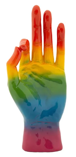 Figurina /sculptura decorativa Rainbow Hand Ok, Mauro Ferretti, 16x10.5x36 cm, polirasina, multicolor