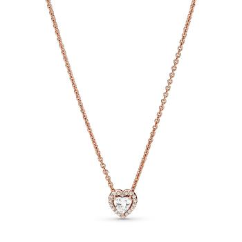Pandora Colier placat cu aur cu inimă strălucitoare Rose Timeless 388425C01-45
