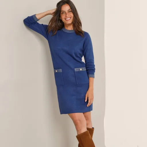 Rochie pulover cu bordură strălucitoare