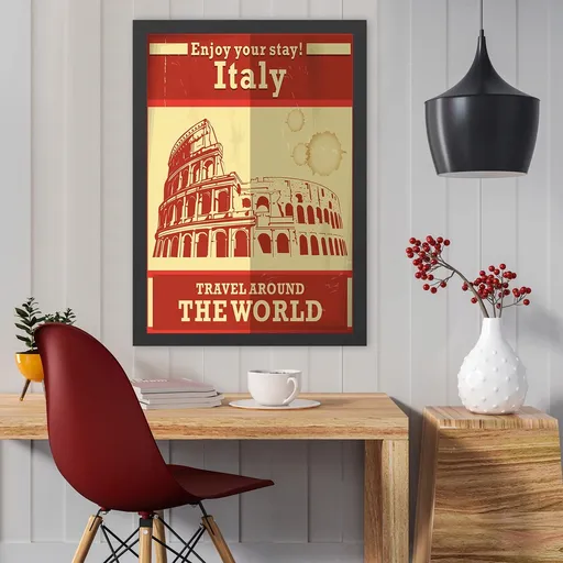 Tablou decorativ, Italy (40 x 55), Polistiren, Roșu / Crem