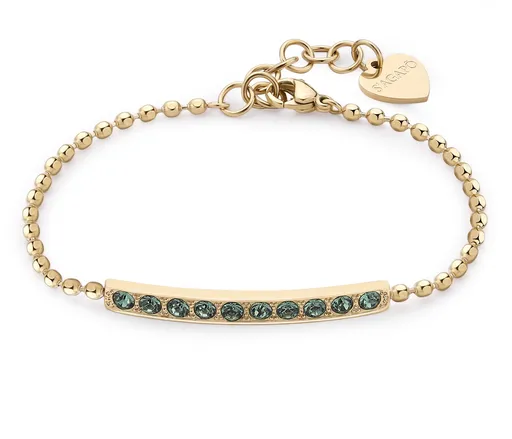 S'Agapõ Brățară elegantă placată cu aur cu cristale verzi Dazzly SDZ19