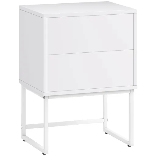 HOMCOM Noptieră Modernă cu 2 Sertare cu Deschidere prin Apăsare 40x30x50cm Alb | Aosom Romania