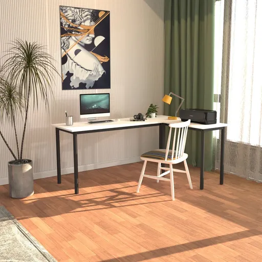 Birou, Hanah Home, Viva L, 150x74.8x120 cm, Alb/Negru