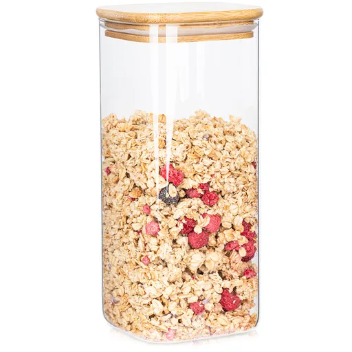 Recipient de sticlă 4Home pentru alimente cu capac Bamboo, 1500 ml, 1500 ml