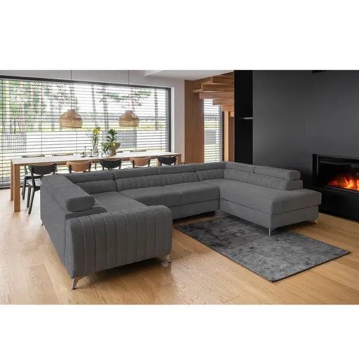 Coltar extensibil dreapta 6 locuri ELTAP, RT-04VER, Louis, 347x202x92 cm, lemn/poliester, gri