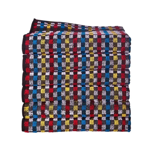 Prosoape mici din terry cu model în carouri, fundal negru, set de 6 și 12