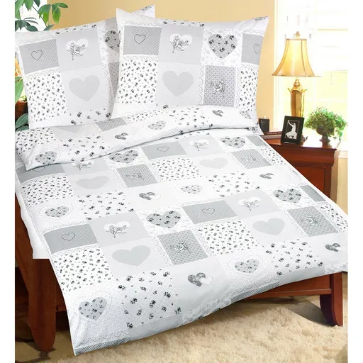 Lenjerie bumbac Bellatex Inimă, patchwork, 140 x 220 cm, 70 x 90 cm, 140 x 220 cm, 70 x 90 cm