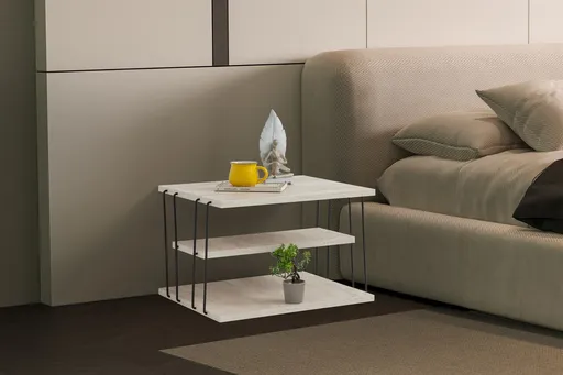 Masuta, Hanah Home, Lifon, 50x33x40 cm, Travertin / Negru