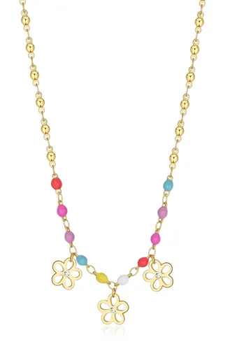 S'Agapõ Colier placat cu aur cu margele și pandantive florale Vibes SVB20