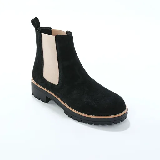 Ghete Chelsea din piele și piele întoarsă cu elastic lateral