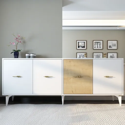 Consola, Hanah Home, Verry, 180x82.6x35 cm, Stejar alb / safir