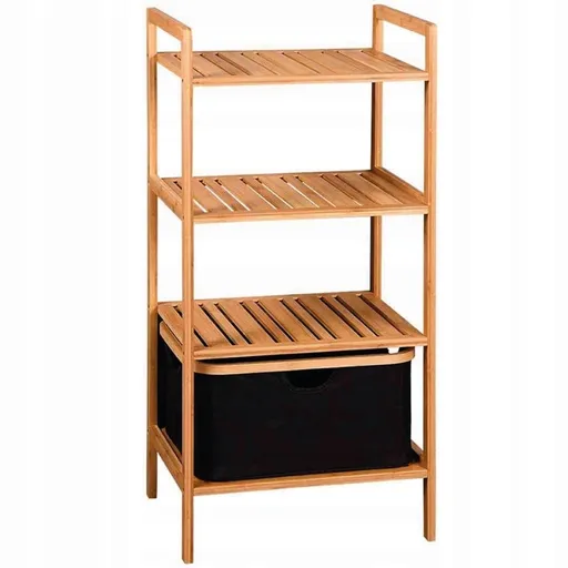 Kesper 19438 Raft din bambus cu coș, 93,5 x 44 x34 cm