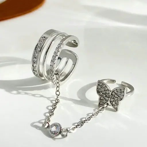 Inel Argintiu pentru Poze Manichiura, Butterfly Argintiu - 12884104