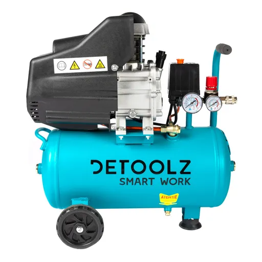 Compresor Aer Detoolz DZ-C332, 24L cu Ulei, 1500 W, Debit 160L/min, 8 bar, 2 Prize de Aer