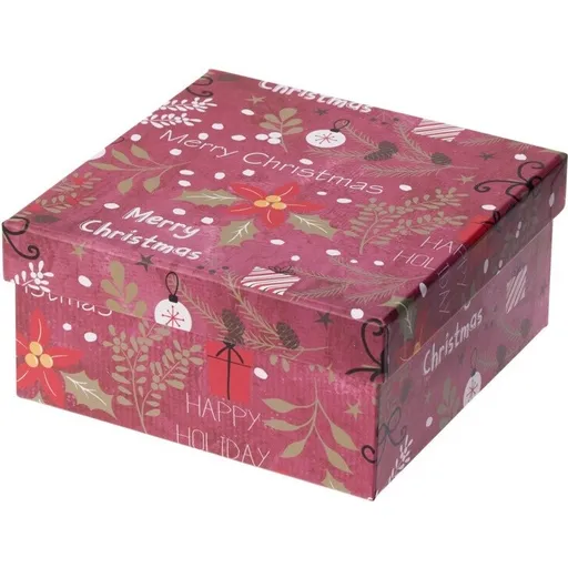 Cutie cadou de Crăciun, roșie, 14,5x7x14,5cm, roșu