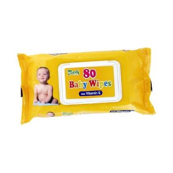 HYGIENICKÉ UTIERKY BABY WIPES S VITAMÍNOM E vlhčené obrúsky 80 ks