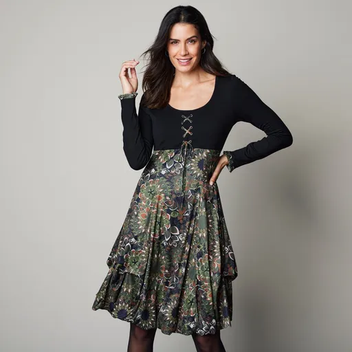 Rochie imprimată cu mâneci lungi