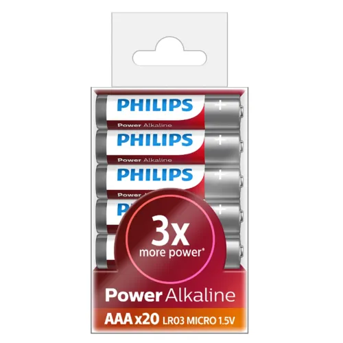 Philips Baterii AAA 1,5 V Power Alkaline, 20 buc.