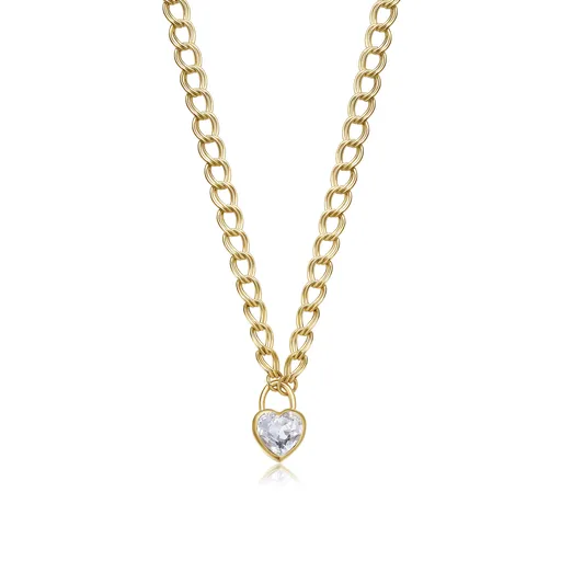 S'Agapõ Colier distinctiv placat cu aur cu inimă My love SYL26