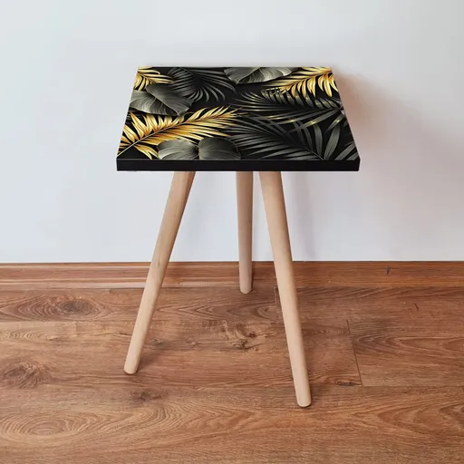 Masuta, Hanah Home, Shp194, 35x42x35 cm, Negru / Auriu / Gri