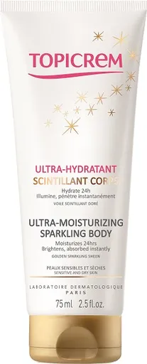 Topicrem Cremă de corp hidratantă cu efect strălucitor Ultra Hydratant (Ultra Moisturizing Sparkling Body) 75 ml