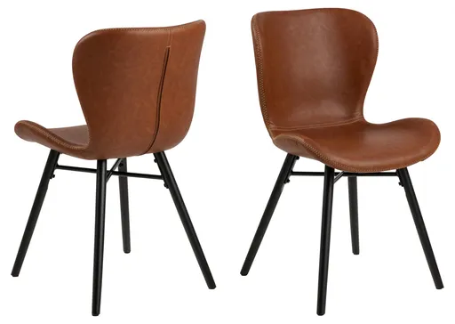 Scaun Batilda -A1, Actona, 47x53x82.5 cm, piele ecologica/lemn de cauciuc, brandy