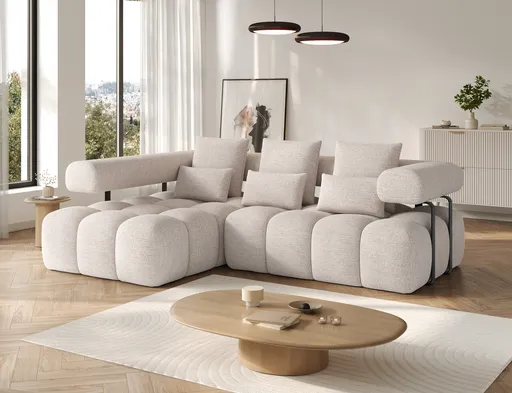 Coltar extensibil stanga 3 locuri ELTAP, Levvi, 260x184x102 cm, lemn/poliester, bej