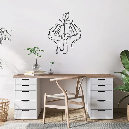 Decoratiune de perete, Sprout Greening in My Palm, Dimensiune: 53 x 68 cm, Negru