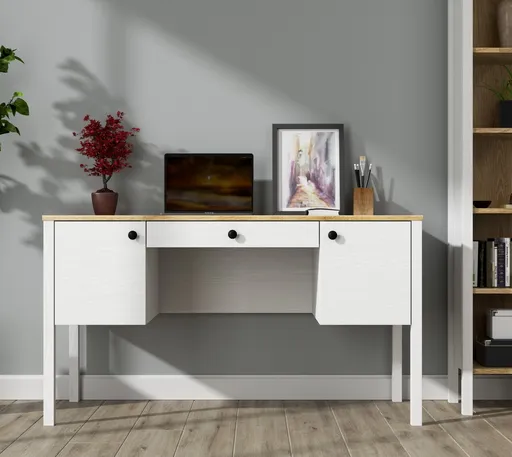 Birou, Hanah Home, FRN-20038, 132x73x60 cm, Maro/Alb