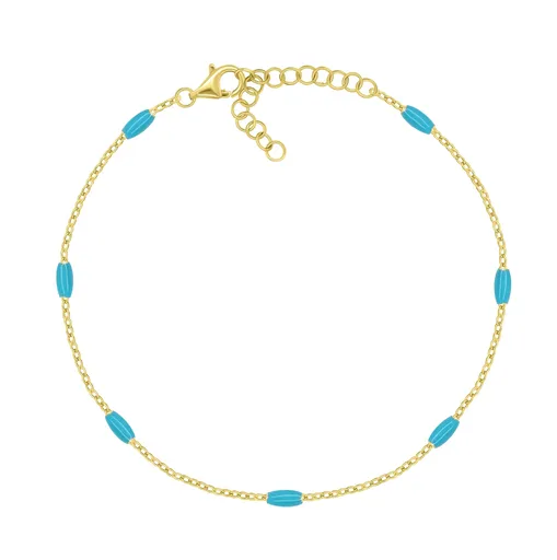 Brilio Silver Brățară placată cu aur cu mărgele turcoaz BRC228YTQ
