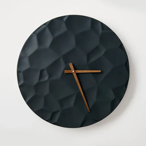 Ceas de perete din beton ODLITO Moon Crater – grafit (negru) – 50 cm – ace maro