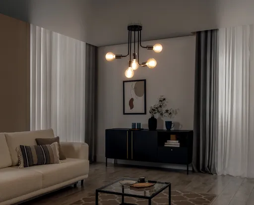 Lustra ELTAP, Indigeo, 55x47 cm, 5xE27, 15W, otel, negru