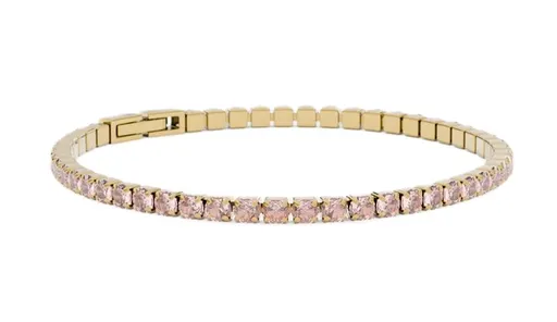 Furiosa Brățară de tenis cu cristale roz Swarovski SB-ROSALINETENNIS-G 17 cm