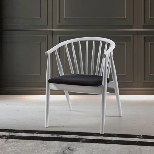 Scaun, Hanah Home, Albero50, 55x77x47 cm, Alb/Negru