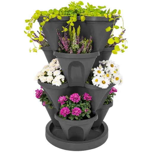 Cascadă pentru flori 4Home din 4 piese, antracit, antracit, 4 etaje