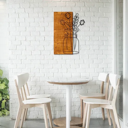 Decoratiune de perete, Cicek2, Dimensiune: 41 x 58 cm, Nuc / Negru