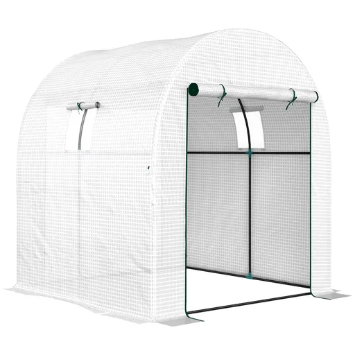 Outsunny Seră Tip Tunel Walk-in cu Acoperire PE Rezistentă la UV, Uși și Ferestre cu Plasă, 1,8 x 1,8 x 2 m, Verde | Aosom Romania