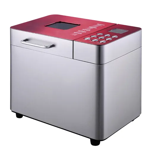 Masina de paine Finlux FBM-1684IX, 550W, 25 programe, Capacitate1 kg, Pornire intarziata 15 h, Inox/Rosu