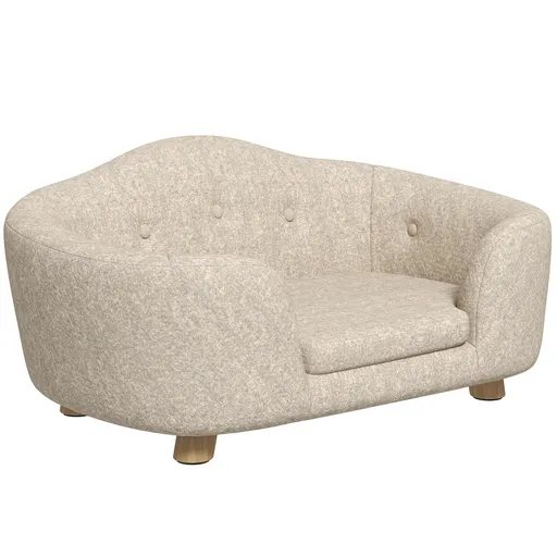 PawHut Canapea pentru animale de companie, Pat pentru câini, Canapea pentru câini, Canapea pentru pisici cu pernă și buzunar posterior, Pluș, Spumă, L