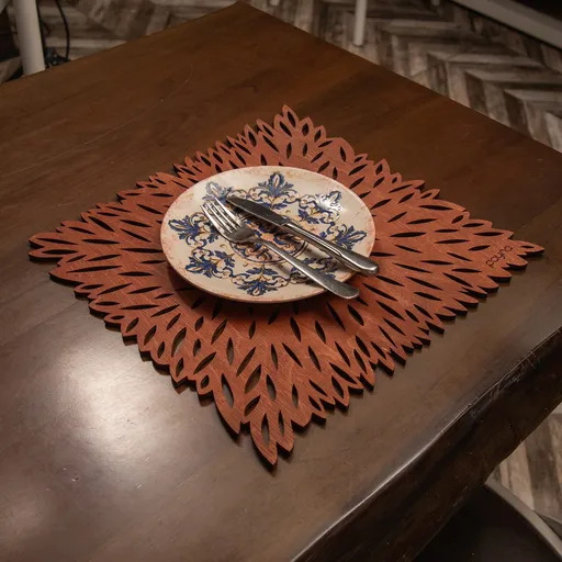 Set de covorașe de masă din lemn, Hermia, 790PYN1176, Dimensiune: 36 x 36 cm (6 bucăți), Roz