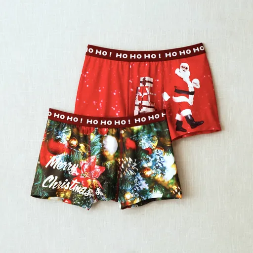 Set de 2 boxeri cu motiv de Crăciun